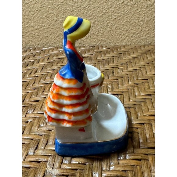 Vintage Ceramic toothpick Holder Lady And Duck Japan - Picture 2 of 8